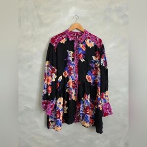 FREE PEOPLE BRUNCH A BUNCH DEEP COMBO MULTI-COLOR TUNIC Mini Dress Sz L